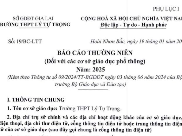 BÁO CÁO THƯỜNG XUYÊN ĐỐI VỚI CƠ SỞ GIÁO DỤC PHỔ THÔNG NĂM 2025